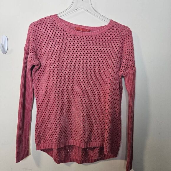 Prana Parker Sweater OG cotton open knit w drop shirt tale hem Red Slate pink XS - Picture 1 of 3